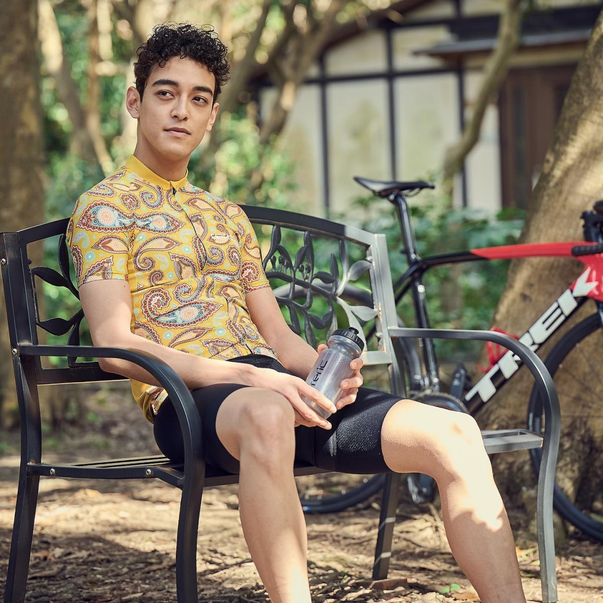  spring summer /reric/XL size / cycle jersey . water speed . waterproof UV ASTERIA& mug ns mesh peiz Lee pattern short sleeves new goods / yellow color / yellow /ib291/