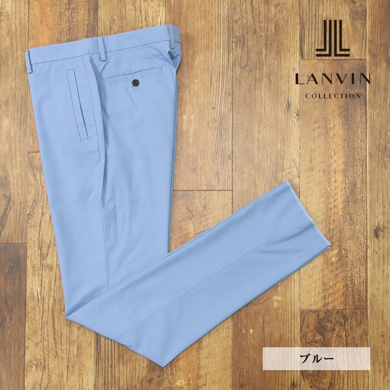 1円/春夏/LANVIN COLLECTION/50サイズ/日本製 美脚パンツ ストレッチ ラルスミアーニ社ストライプ織り 新品/青/ブルー/gf134/_画像1