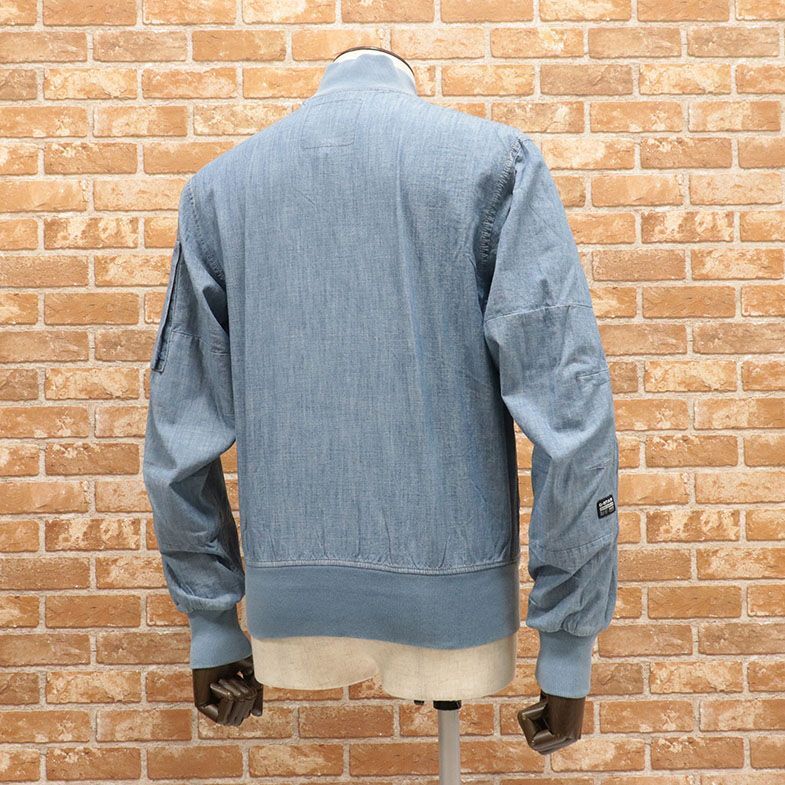 1円/春夏/G-STAR RAW/Sサイズ/訳 MA-1ブルゾン RACKAM-R DC BOMBER D10485-9416-071 シャンブレー 爽やか 新品/水色/ブルー/ga382/_画像2