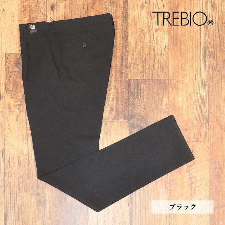 1円/TREBIO/85cm/スラックス パンツ 吸汗速乾 ストレッチ 透け＆シワ防止 ワンタック ゴルフ 美脚 ビジカジ 新品/黒/ブラック/id381/の画像1