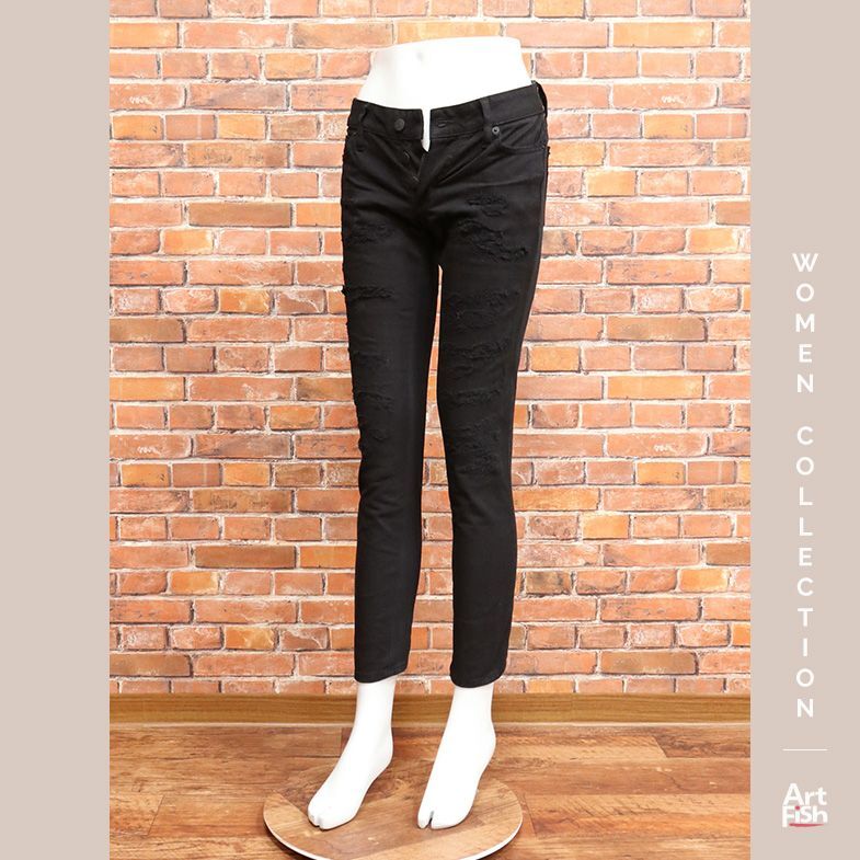 1円/春夏/DSQUARED2/IT34サイズ/S75LB0434 デニム パンツ JENNIFER CROPPED JEAN イタリア製 ディースクエアード 新品/黒/ブラック/iy325/_画像1