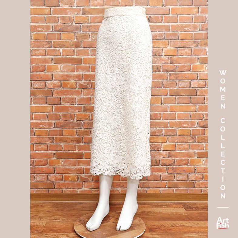 1円/春夏/ERMANNO SCERVINO/IT40サイズ/レース タイトスカート イタリア製 インポート エルマンノシェルビーノ 新品/アイボリー/iz248/の画像1