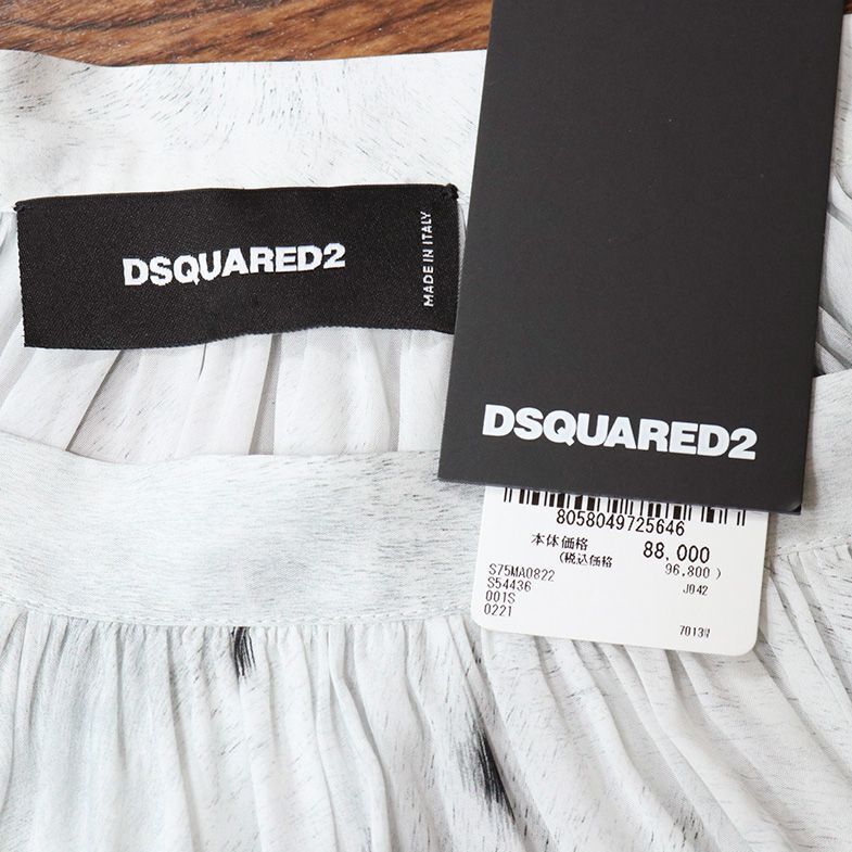 1円/春夏/DSQUARED2/IT38サイズ/S75MA0822 プリント フレアスカート イタリア製 ディースクエアード 新品/ホワイト×レッド/iy282/の画像5