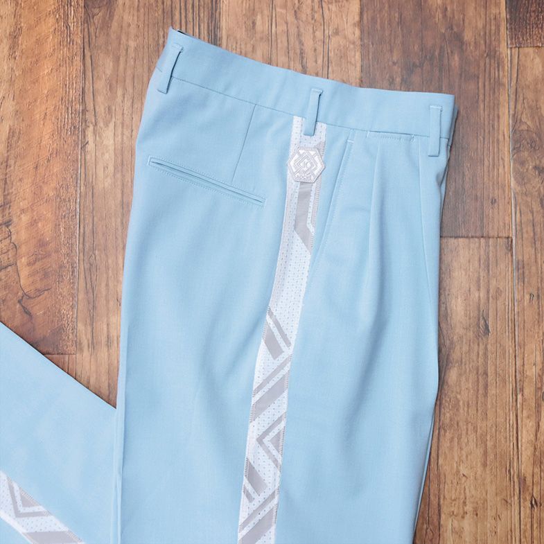 1 jpy / spring summer /KOCHE/44 size / wide slacks pants stretch comfortable mesh side chapter two tuck Italy made new goods / light blue / light blue /id151a/