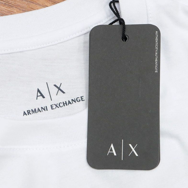 A|X ARMANI EXCHANGE/Lサイズ/丸首Tシャツ 8NZTCJ Z8H4Z ジャージー伸縮 ロゴ レタード プリント 半袖 新品/白/ホワイト/ic607/の画像5
