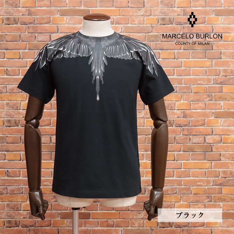 1円/23SS/MARCELO BURLON/XLサイズ/Tシャツ CMAA018C99JER001 ICON WINGS REGULAR T-SHIRT ネイティブ 半袖 新品/黒/ブラック/ib425/の画像1