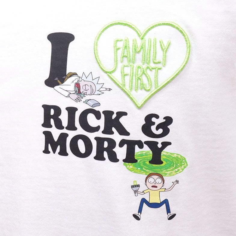 23春夏/FAMILY FIRST MILANO/Lサイズ/Tシャツ TS2305 Rick and Morty コラボ ロゴ刺繍 イタリア製 半袖 新品/白/ホワイト/ic118/_画像4