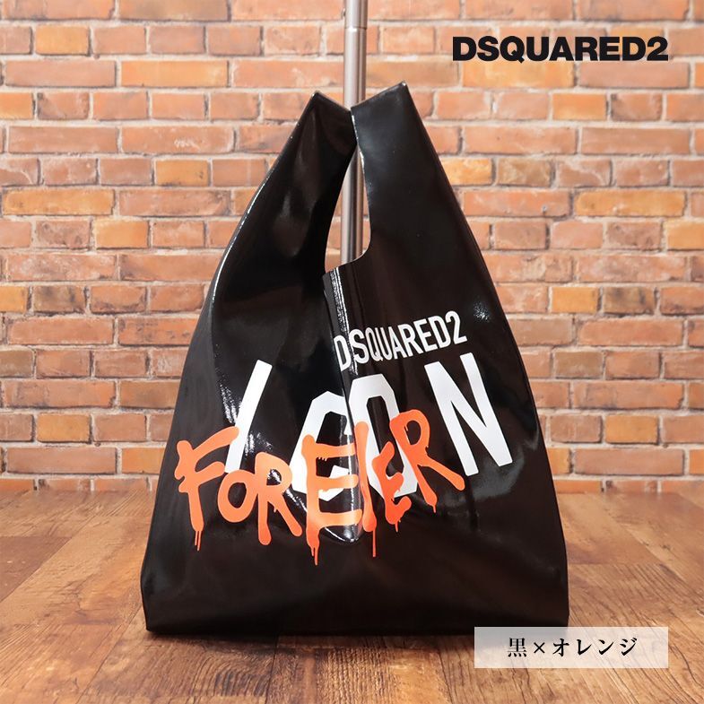 DSQUARED2/トート バッグ SPW0066 撥水 艷やか ICON FOREVER プリント イタリア製 カバン 新品/黒×オレンジ/id286/_画像1