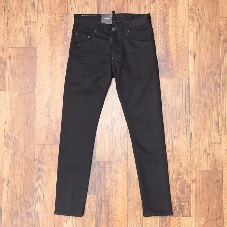 DSQUARED2/44サイズ/テーパード パンツ S71LB1050 SKATER JEAN ストレッチ◎ 無地 裾ワンポイント イタリア製 新品/黒/ブラック/id117b/_画像2