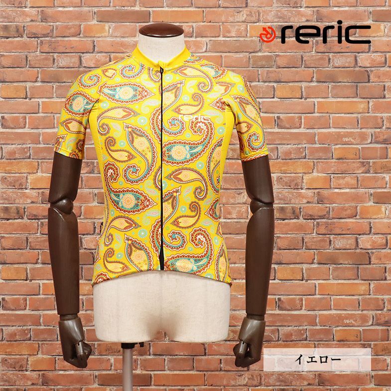  spring summer /reric/XL size / cycle jersey . water speed . waterproof UV ASTERIA& mug ns mesh peiz Lee pattern short sleeves new goods / yellow color / yellow /ib291/