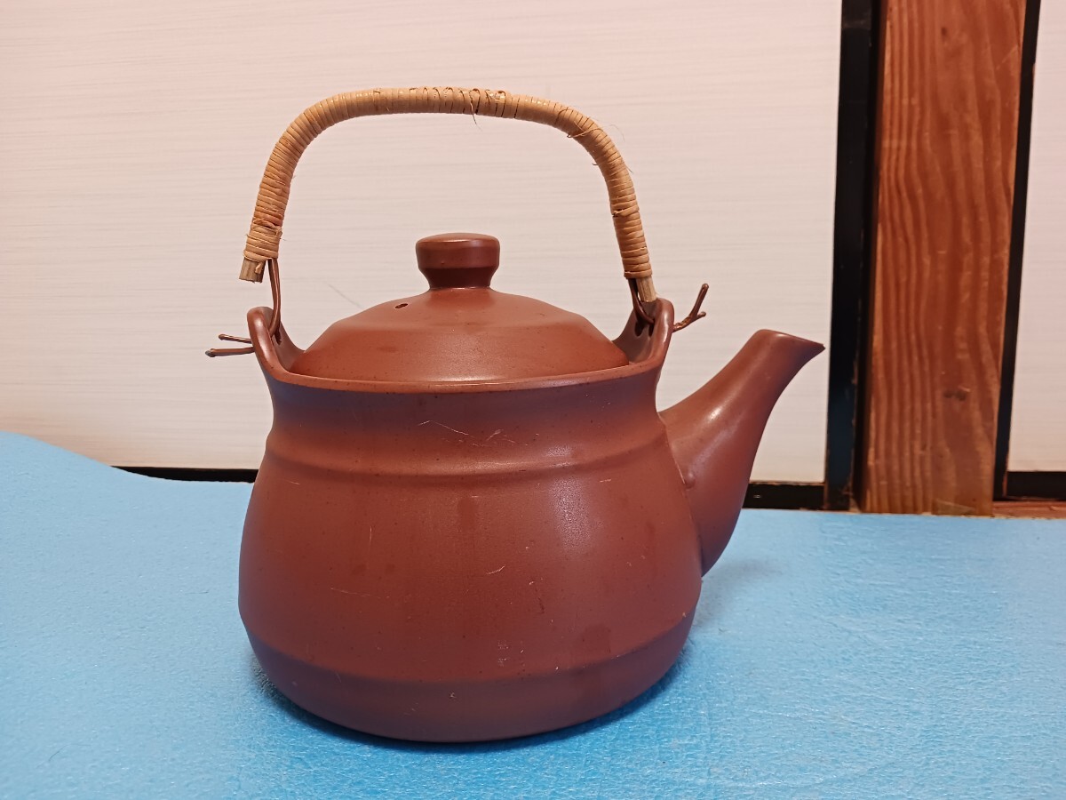 未使用 直径20cm 土瓶 急須 つる付 茶道具 煎茶道具 陶器水注 土色・茶色_画像3