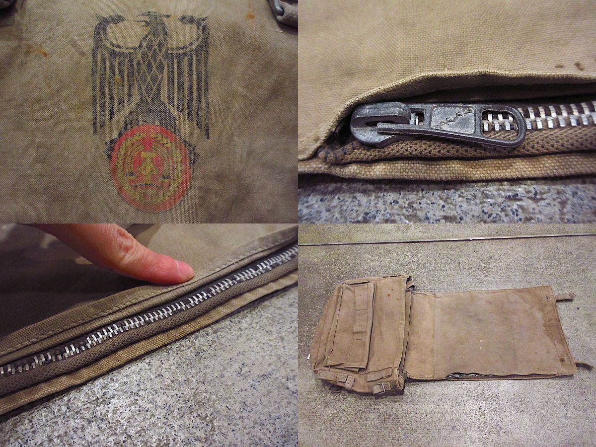  Vintage * милитари WEST GERMANY парусина сумка *240411c8-bag-ot Германия армия портфель ручная сумочка 