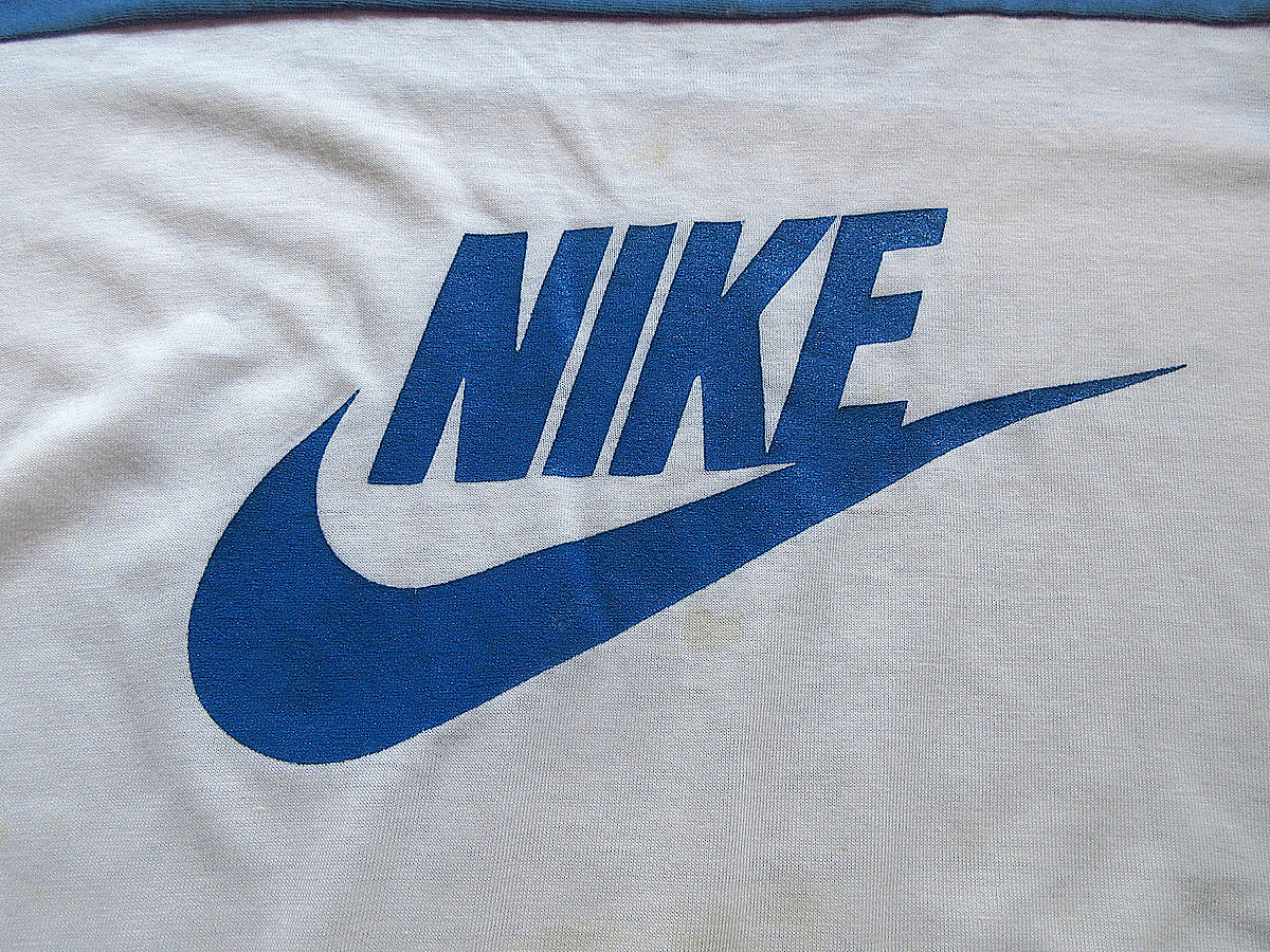 ビンテージ80’s●NIKE紺タグフットボールTシャツsize XL●240426k1-m-ostsh 1980sナイキメンズ古着七分袖_画像4