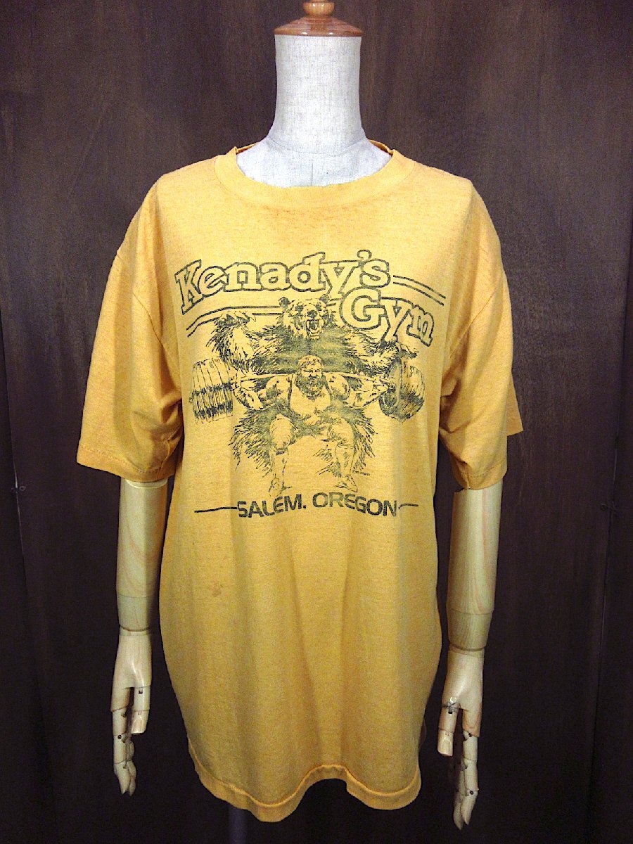 ビンテージ80’s●Kenady’s GymプリントTシャツ黄size XL●240421y3-m-tsh-otメンズ古着半袖1980sの画像1