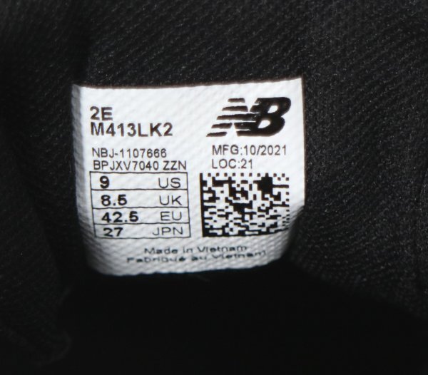 16 01973 * New balance бег обувь мужской 27.0 cm BLACK M413 широкий легкий [USED товар ]