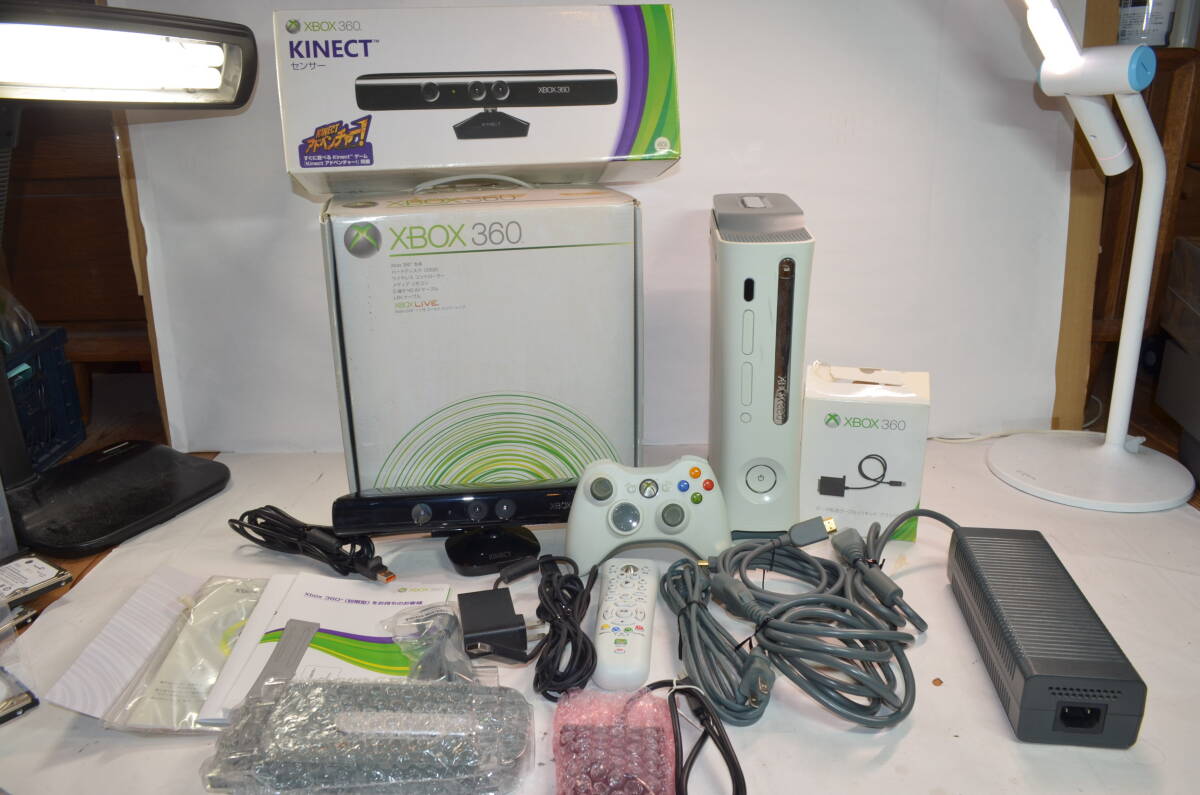 ★周辺機器多数 動作良好★xbox360 本体 20gb★320gb ハードディスク キネクト データ転送ケーブル★の画像1