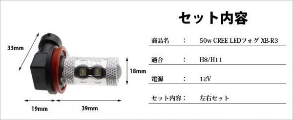 シエンタ/ジューク/フォグ LED/H8/H11/送料無料50w/CREE_画像3