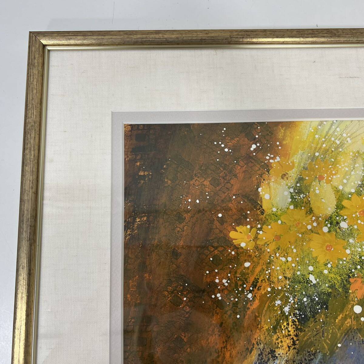 【模写】 武井政之 「 光の花 」 静物画 油彩 油絵 アート 作品 額入 現状品