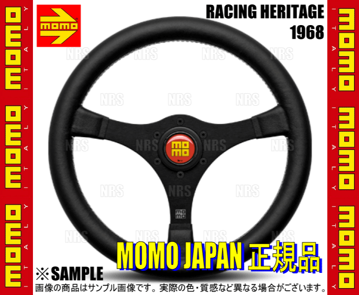 MOMO モモ RACING HERITAGE 1968 レーシングヘリテージ 350mm エクストラスムースブラックレザー/黒色アルマイト/ホワイトステッチ (RH-01_画像3