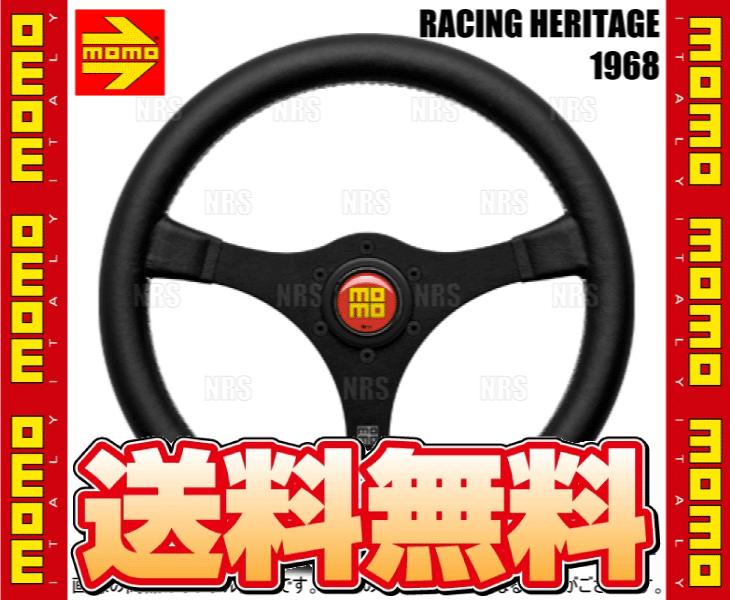 MOMO モモ RACING HERITAGE 1968 レーシングヘリテージ 350mm エクストラスムースブラックレザー/黒色アルマイト/ホワイトステッチ (RH-01_画像2