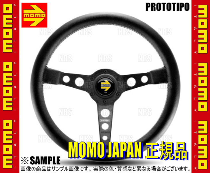 MOMO モモ PROTO TIPO BLACK プロトタイプ ブラックスポーク 350mm ブラックレザー＆ホワイトステッチ ブラックスポーク (P-1_画像3