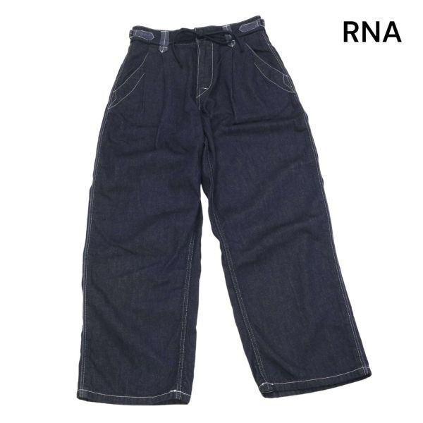 RNA アールエヌエー 通年 2タック パイピング♪ ワイド デニム パンツ ジーンズ Sz.M　レディース　K4B00291_4#R_画像1