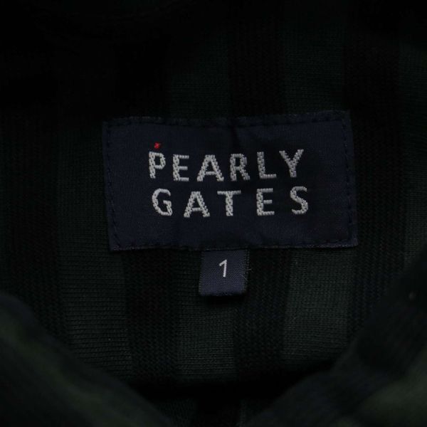 PEARLY GATES パーリーゲイツ 通年 ロゴ刺繍♪ ストライプ プルオーバー 長袖 シャツ Sz.1　レディース ゴルフ 日本製　K4T00420_4#C_画像6