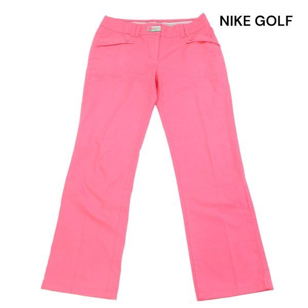 NIKE GOLF ナイキ ゴルフ 通年 ストレッチ♪ ブーツカット スラックス パンツ Sz.4　レディース ピンク　K4B00317_4#R_画像1