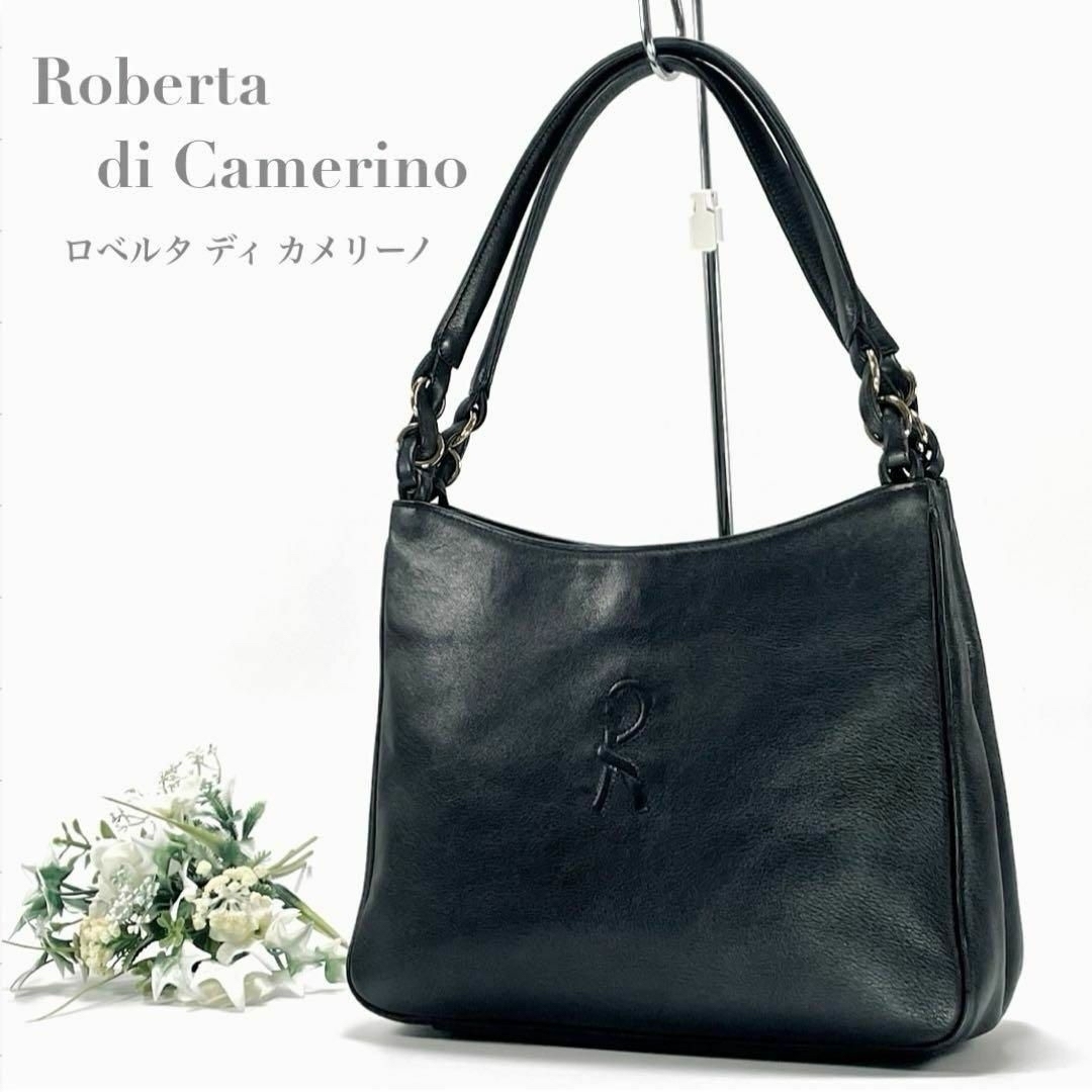 ヴィンテージ Roberta di Camerino ロベルタ ディ カメリーノ トートバッグ ハンドバッグ 肩がけ 本革 レザー ブラック 黒 ロゴ ブランド_画像1