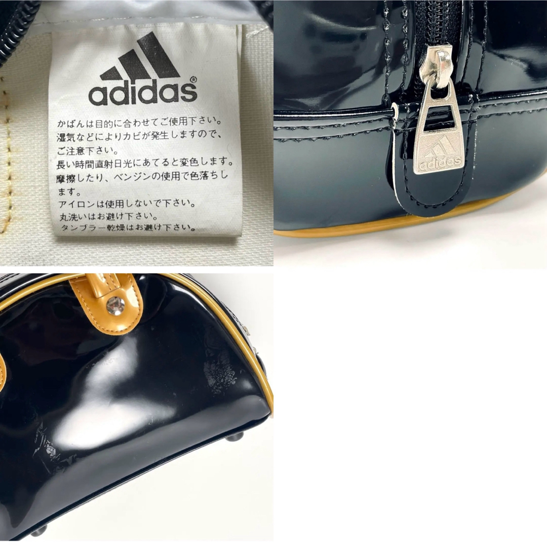 adidas アディダス ミニボストンバッグ ミニハンドバッグ ミニトートバッグ ブラック 黒 ゴールド エナメル ロゴ ブランド 軽量 お出かけ_画像9