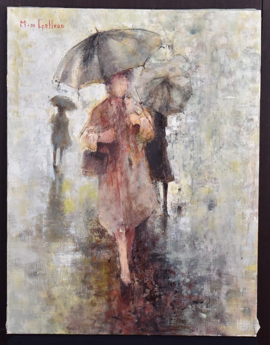 真作保証 / ミッシェル・ド・ガラール / 雨のパリ / 油彩15号 / 現代エコールコ・ド・パリ展出品作 / ビュッフェと活躍 / フランス画家の画像2
