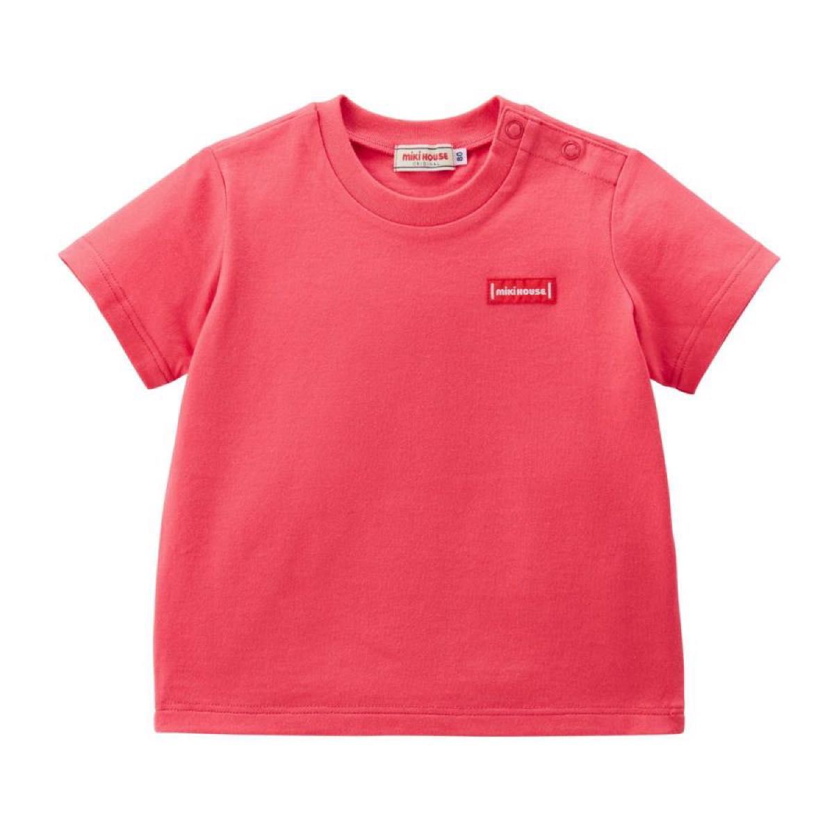 新品未使用】ミキハウス 半袖Tシャツ コーラルピンク サイズ80