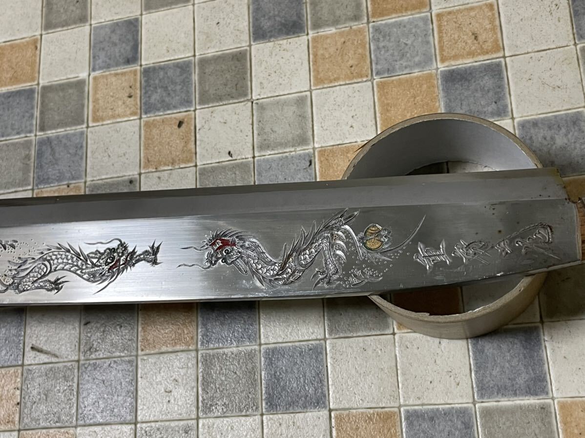 鉈 ナタ 重房 狩猟刀 ハンティングナイフ ドラゴン ダブル龍 美品 切り味はいい 希少 大工道具の画像3