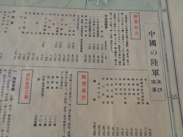 古地図 中華民国現勢図 昭和１２年 サイズ71×53cm１枚 中国の陸軍 北平 中国国民党国民政府組織 中国満州戦時資料の画像4