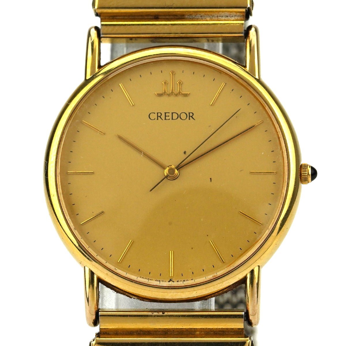 1円スタート【稼働品】SEIKO CREDOR (セイコー クレドール) 9571-6060 14KT ケース クオーツ ベルト社外品 (K-SM1382)の画像1