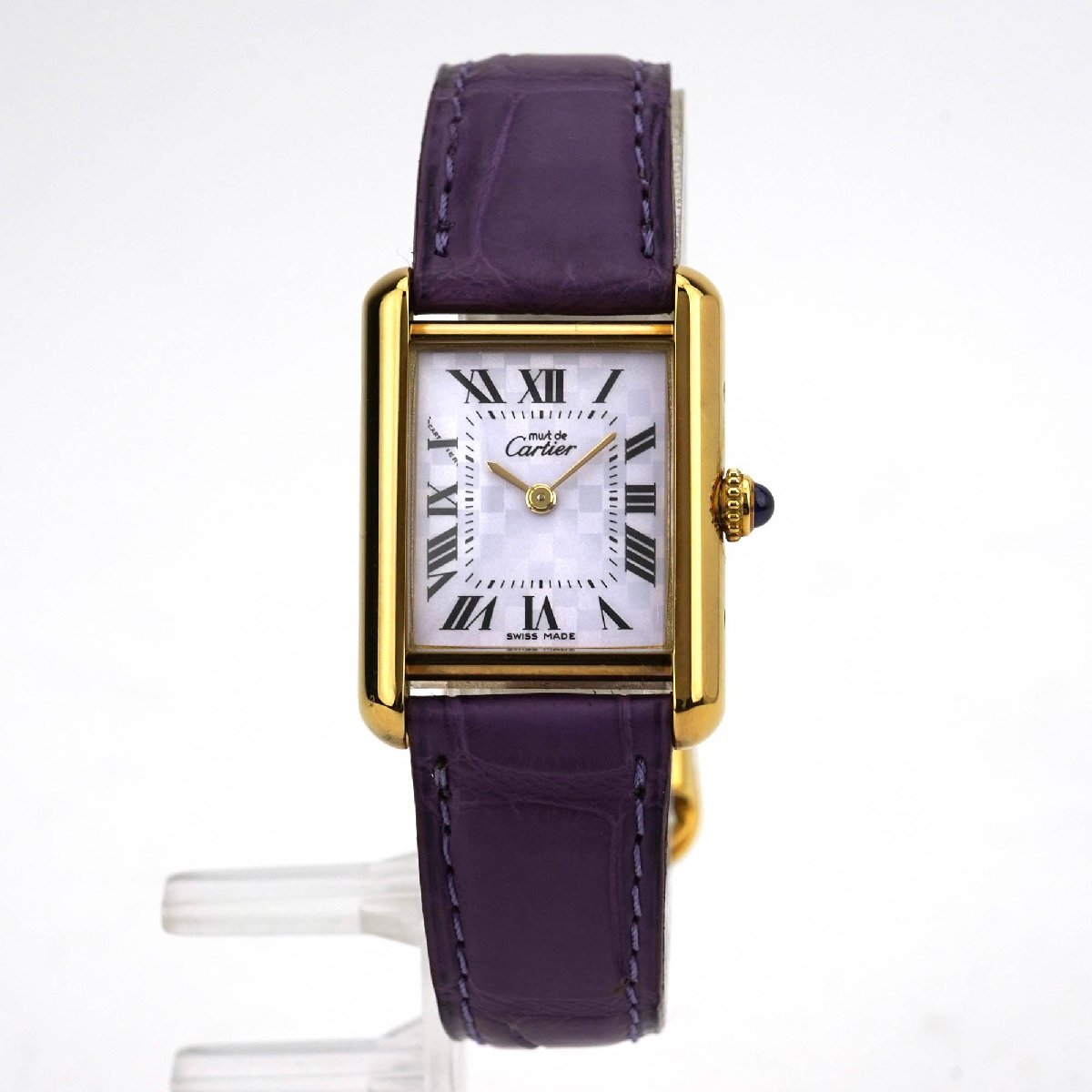 (限定品/稼働品) Cartier カルティエ マストタンク 2003クリスマス限定 W1017554 クオーツ パープル レディース 箱・ギャラ有 (OT2683)