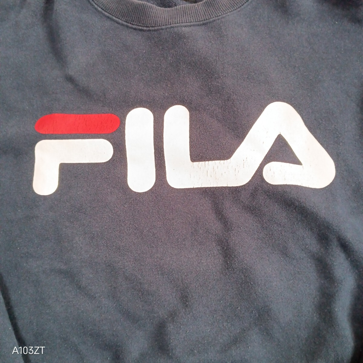 001【格安】FILA フィラ 長袖スウェット トレーナー メンズＬ ネイビー