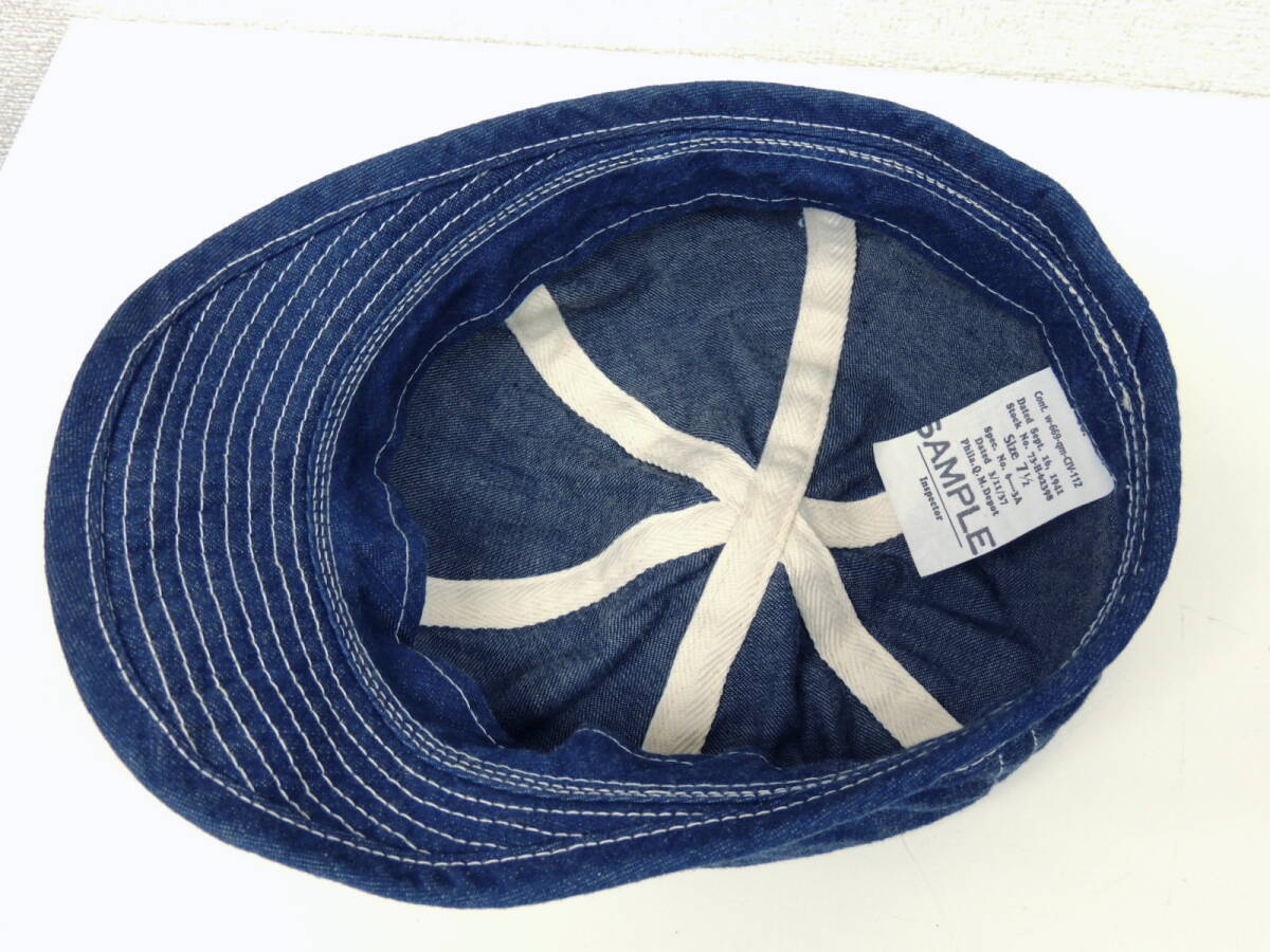 ★ 美品 リアルマッコイズ THE REAL McCOY'S ARMY DENIM HAT POW アーミー デニム キャップ 帽子 7 1/2 サイズ インディゴの画像7