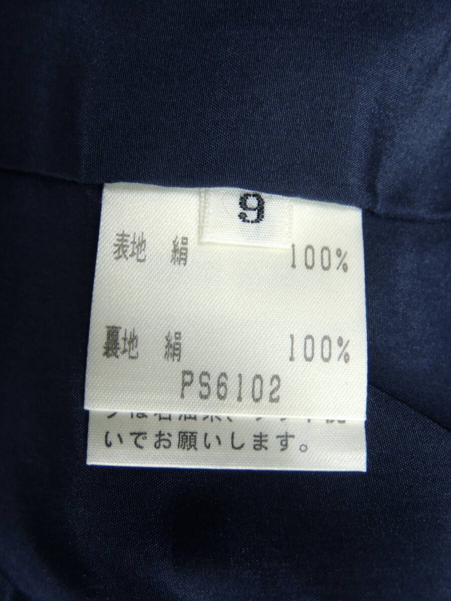 ◆ 新品 9号 サイズ ジュンアシダ JUN ASHIDA スカーフ付き シルク 100% 花柄 ノーカラー ジャケット スプリングコート _画像9