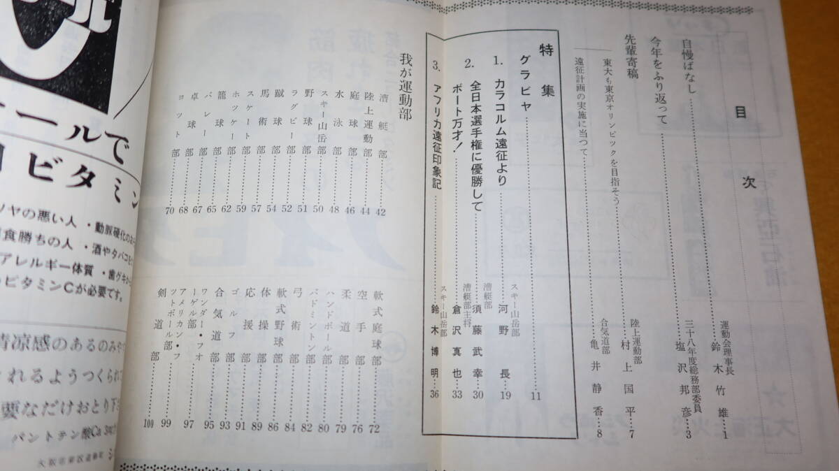 『運動会報 第十三号』東京大学運動会、1964【特集「カラコルム遠征より」「全日本選手権に優勝して/ボート万歳」「アフリカ遠征印象記」】_画像8