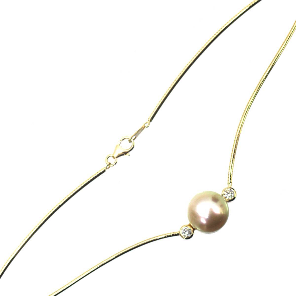 【楽ギフ_のし宛書】 ダイヤパールネックレス Aランク 磨き仕上げ品 NO 15.3g K18 0.38ct その他