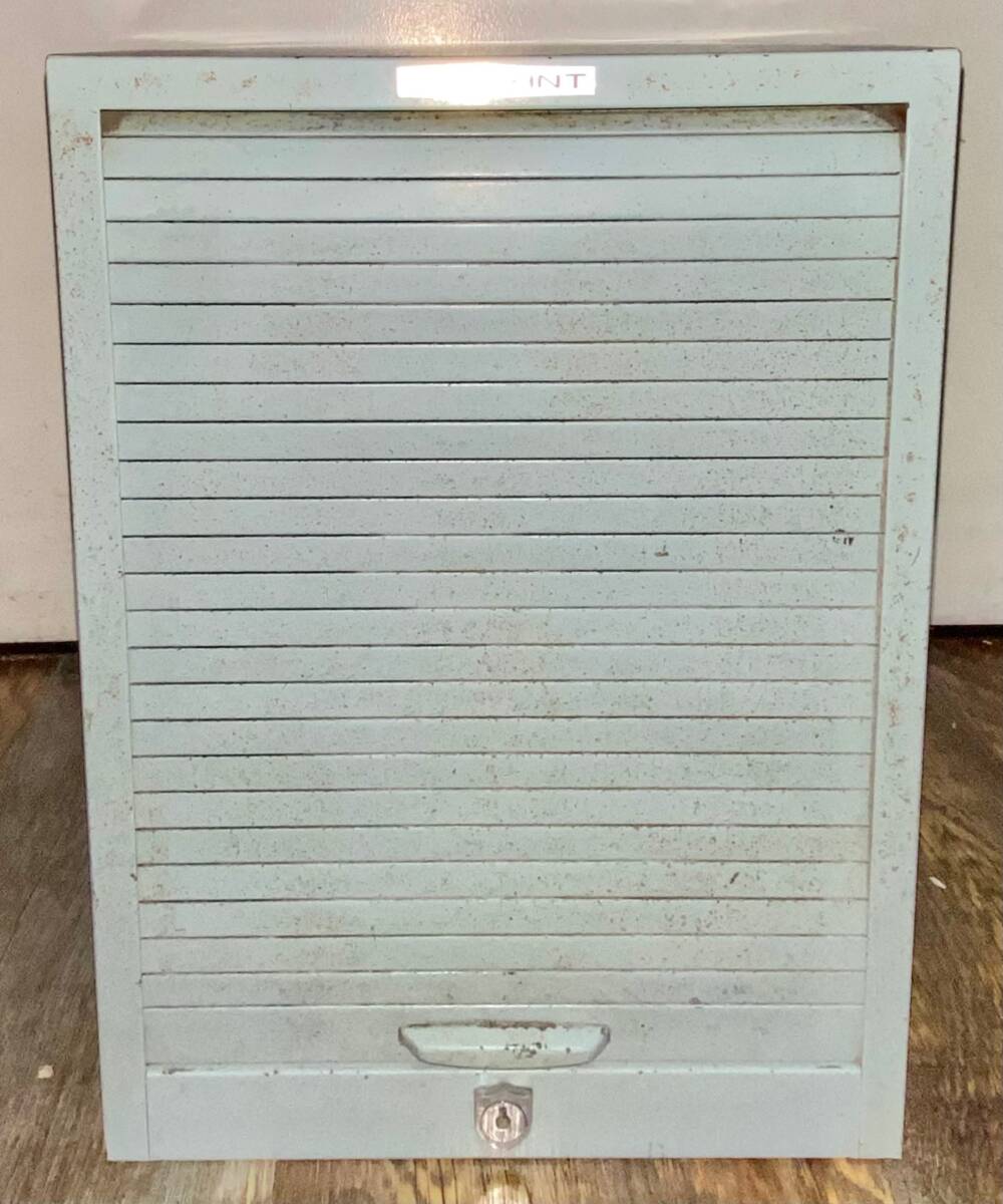 [No.696] Showa Retro ELEGANT steel letter case 7 step shutter * drawing out attaching in dust real document * case Vintage storage present condition goods 