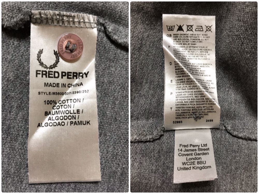 FRED PERRY Slim Fit フレッドペリー スリムフィット 鹿の子 ポロシャツ トップス サイズS グレー 半袖_画像9