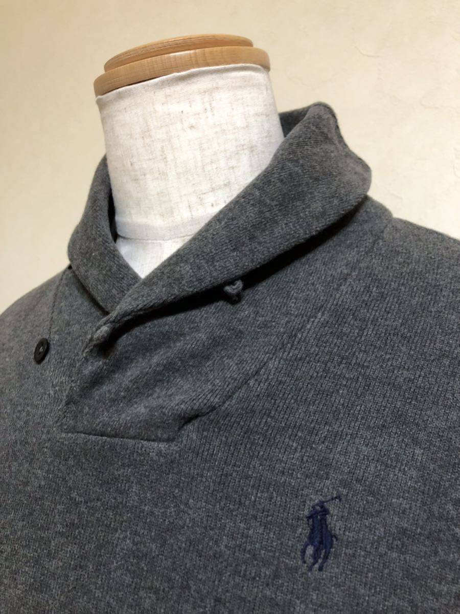 Polo Ralph Lauren ポロ ラルフローレン アイコン ショールカラー スウェット トップス サイズXS 長袖 チャコールグレー_画像10