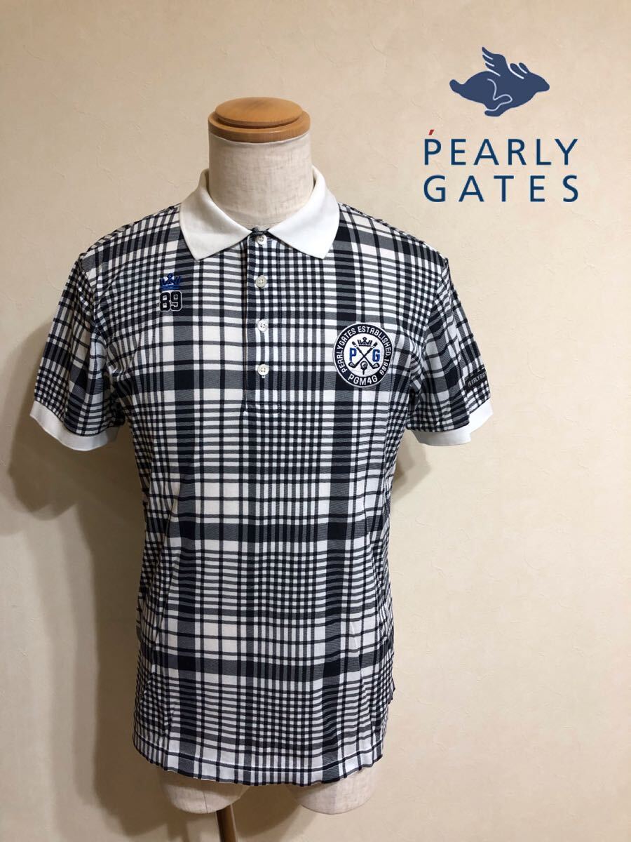 PEARLY GATES GOLF パーリーゲイツ ゴルフ ドライ ポロシャツ トップス サイズ5 半袖 タータンチェック 053-8260803_画像1