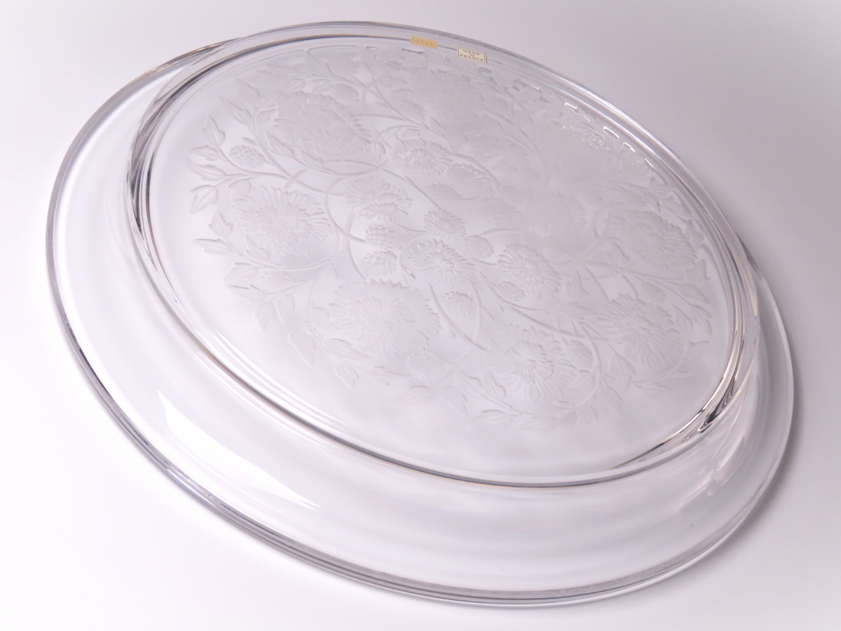 [.] максимальный класс произведение R.LALIQUE Rene *lalik crystal стекло цветок документ большая тарелка plate диаметр 39.5cm Франция запад изобразительное искусство 