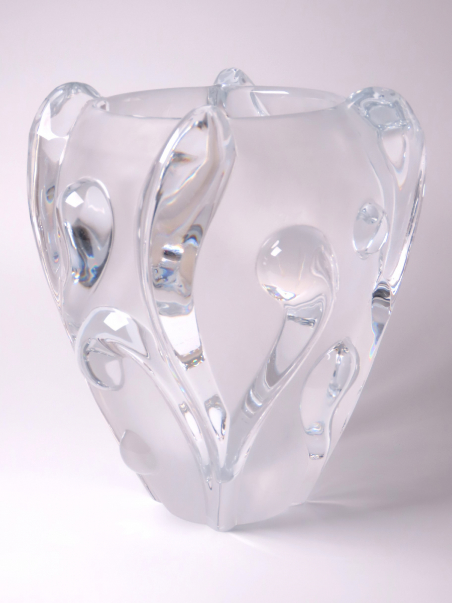 [.] максимальный класс редкий произведение Daum France купол Франция crystal стекло цветок основа ваза высота 25.5cm масса 10.3kg первоклассный маленький . структура запад изобразительное искусство 