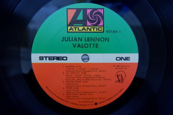 P3-047＜LP/US盤/美盤＞ジュリアン・レノン Julian Lennon / Valotte_画像4