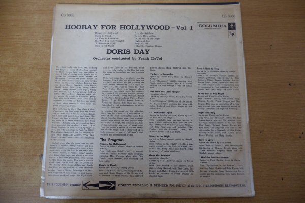 S3-134＜LP/US盤＞ドリス・デイ Doris Day / Hooray For Hollywood Volume 1の画像2