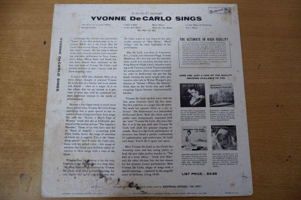 S3-261＜LP/US盤＞Yvonne De Carlo / Yvonne De Carlo Singsの画像2